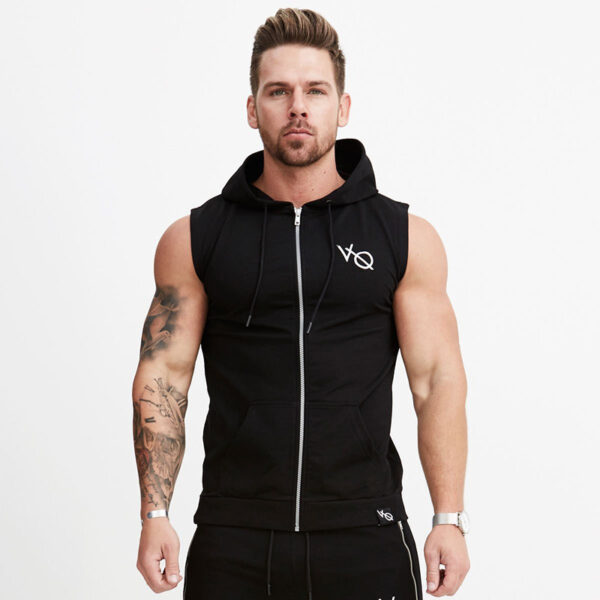 Fitness Summer Sports Hooded Sleeveless Vest Waistcoat Vest Man - Image 3