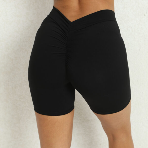 Back Waist Deep V-shaped Wrinkle Tight Yoga Shorts - Image 3