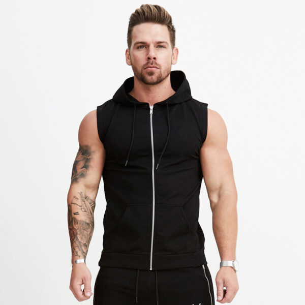 Fitness Summer Sports Hooded Sleeveless Vest Waistcoat Vest Man - Image 10