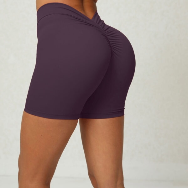 Back Waist Deep V-shaped Wrinkle Tight Yoga Shorts - Image 6