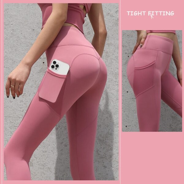 Gym Sport Seamless Leggings With Pockets Push Up High Waist Pants Women Fitness Running Yoga Pants Gym Sport Seamless Leggings - Image 2