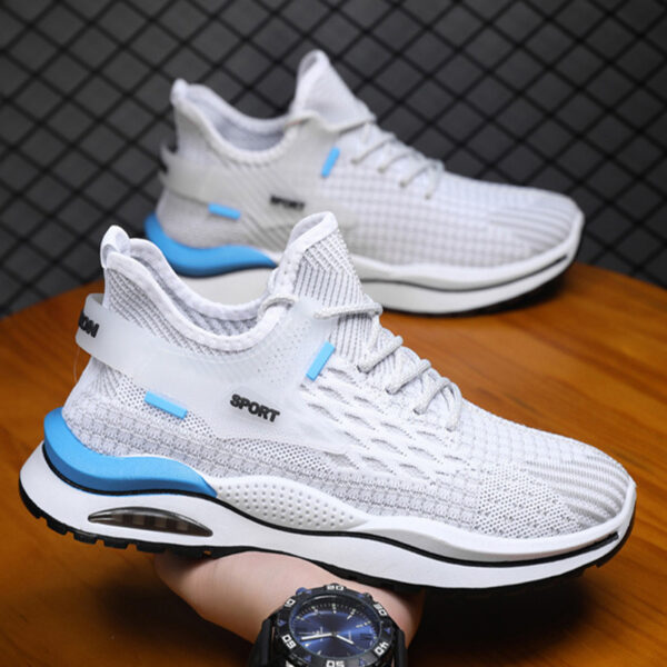 Men's Mesh Sneakers Fashion Striped Plaid Design Lace-up Shoes Casual Lightweight Breathable Sports Shoes - Image 7