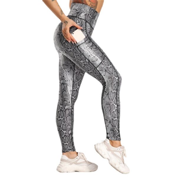 Pocket Printed Hip Raise Yoga Pants - Image 3