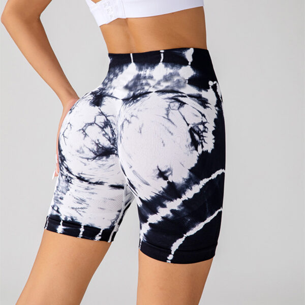 Tie-dye Printed Yoga Shorts Fashion Seamless High-waisted Hip-lifting Pant Sports Running Fitness Pants For Womens Clothing - Image 3