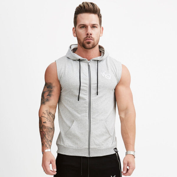 Fitness Summer Sports Hooded Sleeveless Vest Waistcoat Vest Man - Image 9