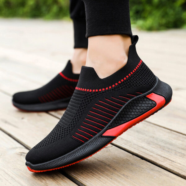 Fashion Mesh Sock Shoes With Striped Design Men Outdoor Breathable Slip-on Sneakers Csuale Lightweight Running Sports Shoes - Image 5